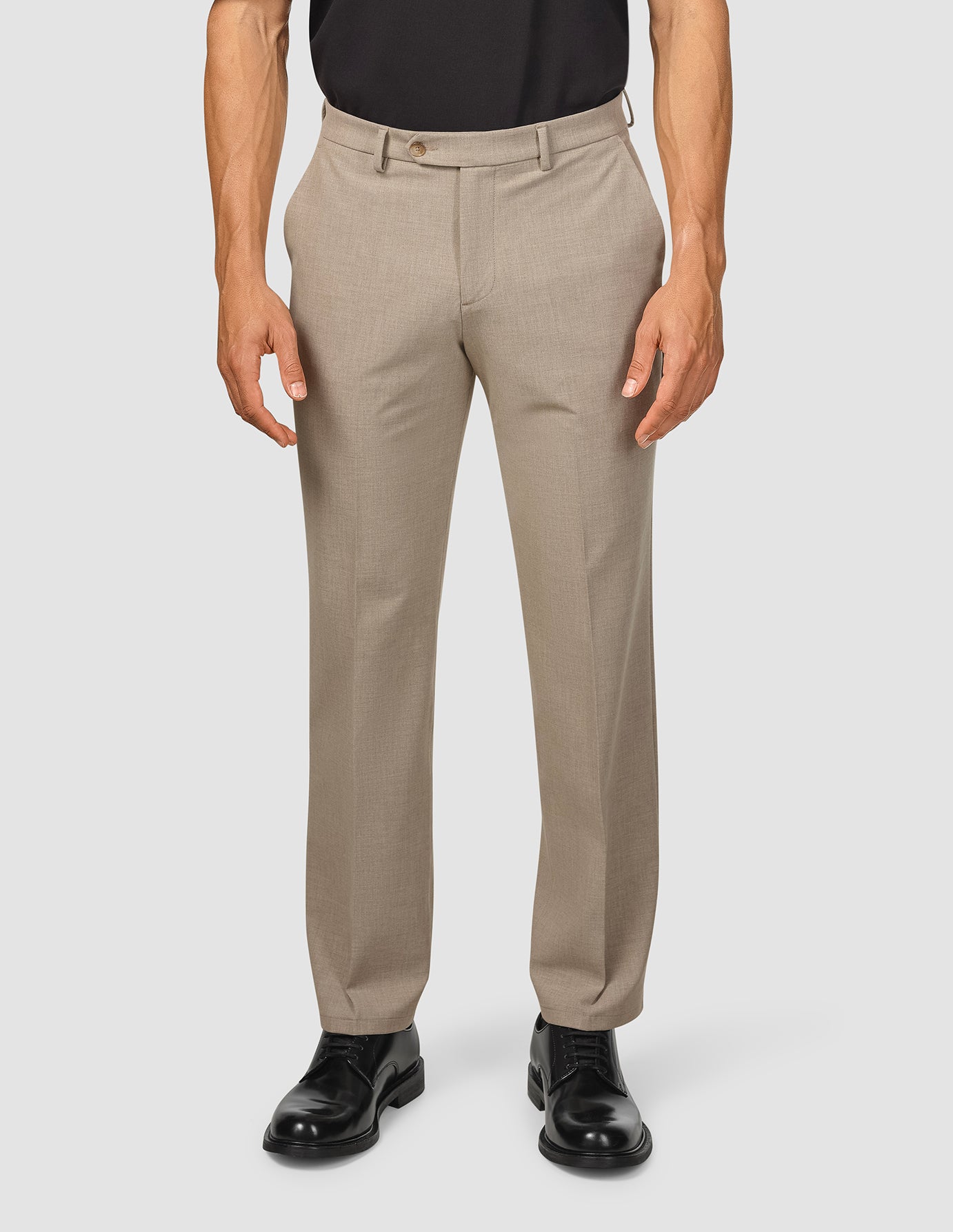 Essential Men's Suit Pants - Relaxed Fit Beige Melange Dress Pants for Business Casual & Office Wear