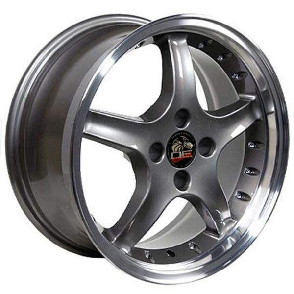 17 Inch Gunmetal Machined Lip Wheel Replacement for Ford Mustang 1979-1993 | Replica Rim 8181867 | Perfect for Classic Car Restoration & Performance Upgrades