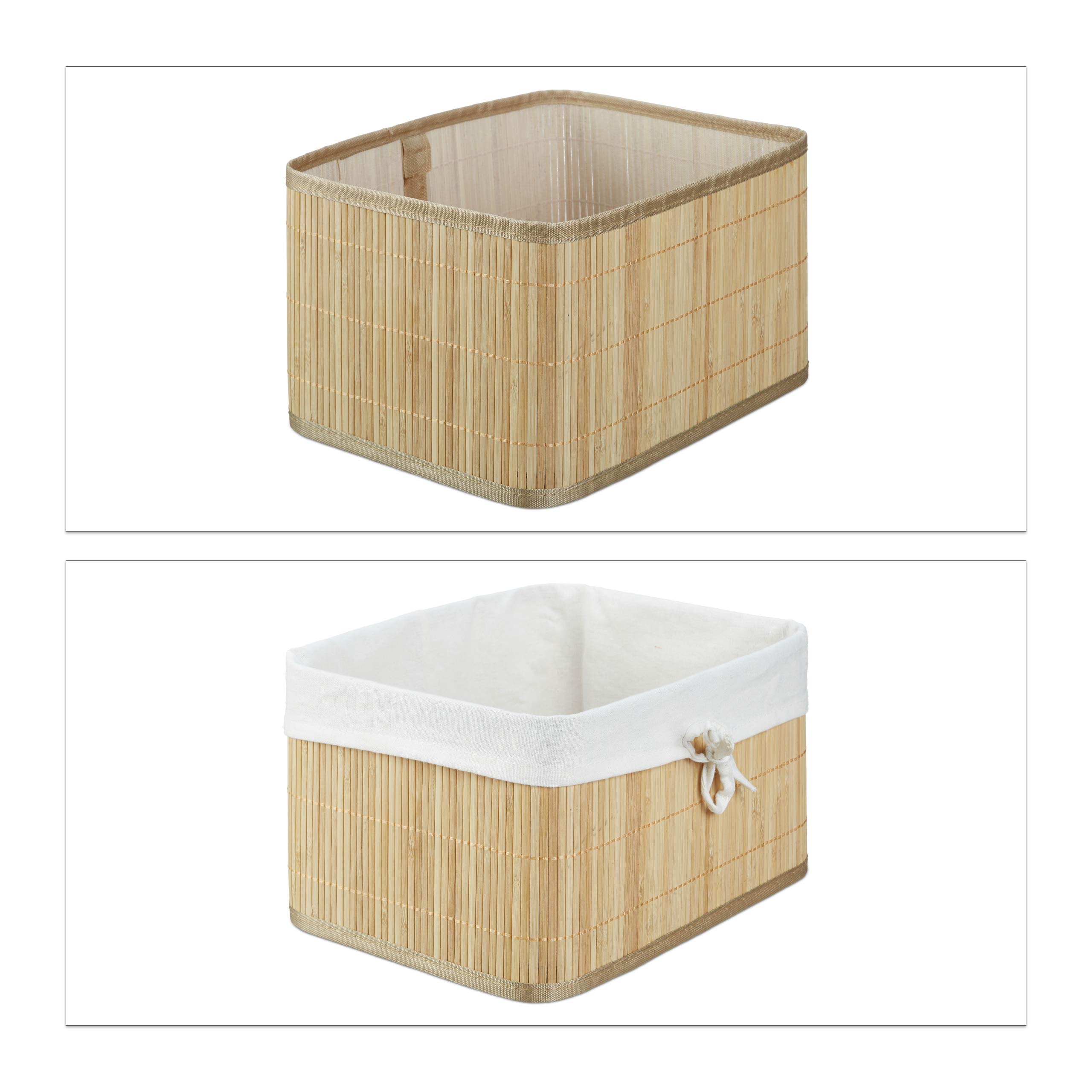 Natural Bamboo Storage Baskets Set of 4 - 17.5
