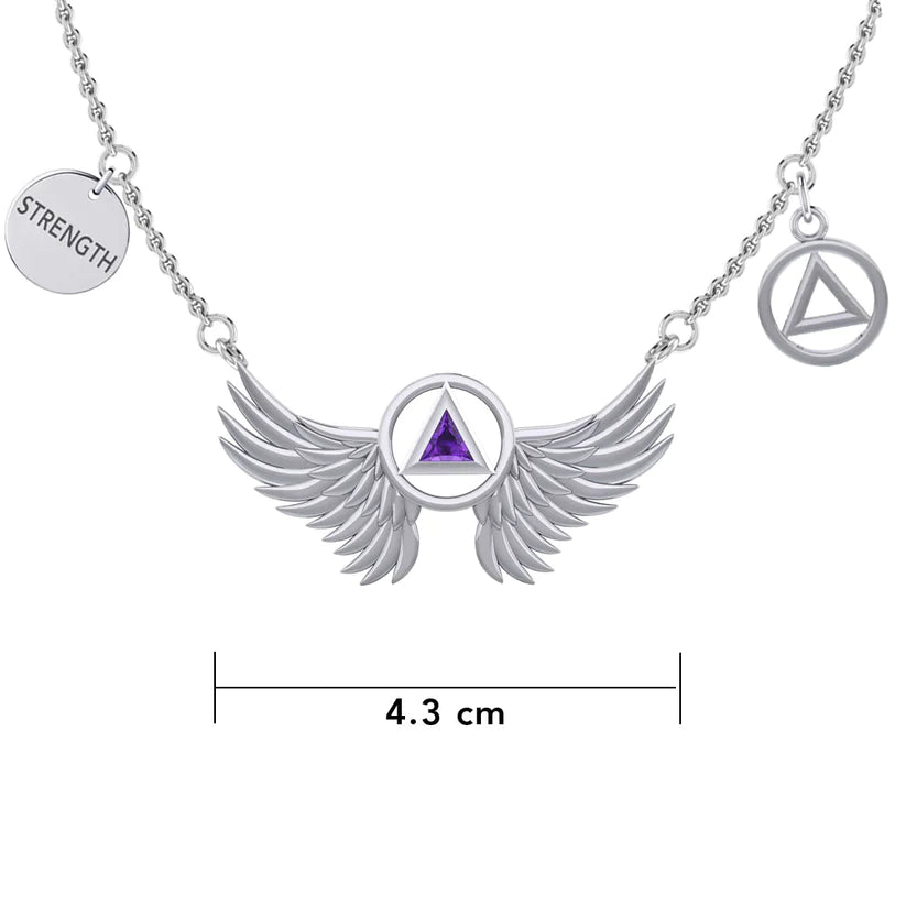 TNC554 Sterling Silver Wings of Recovery Gemstone Necklace - Healing Jewelry for Women, Spiritual Gift for Recovery & Strength - Perfect for Meditation, Yoga & Everyday Wear