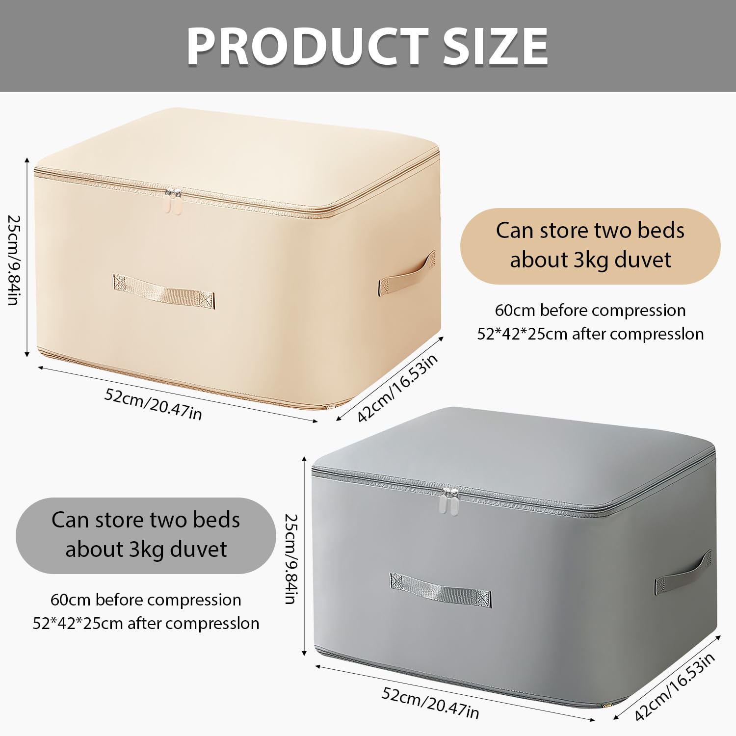 Ultra Space Saving Self Compression Storage Bags for Clothes, Blankets & Comforters - Large Grey Vacuum Seal Organizer | Perfect for Travel, Moving & Seasonal Clothes Storage