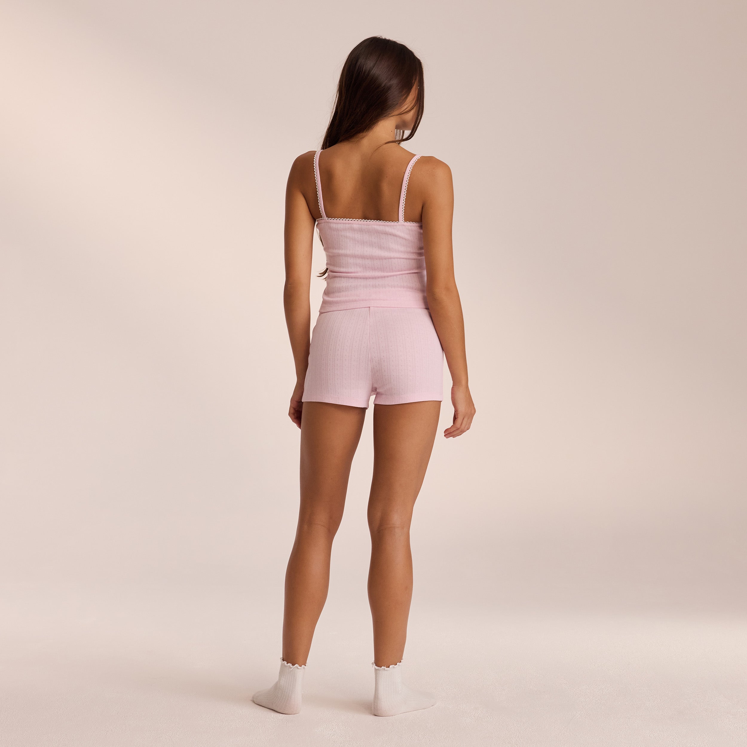 Pointelle Pajama Shorts for Women - Soft Cotton Sleep Shorts in Pink | Comfortable Lounge & Sleepwear for Summer Nights