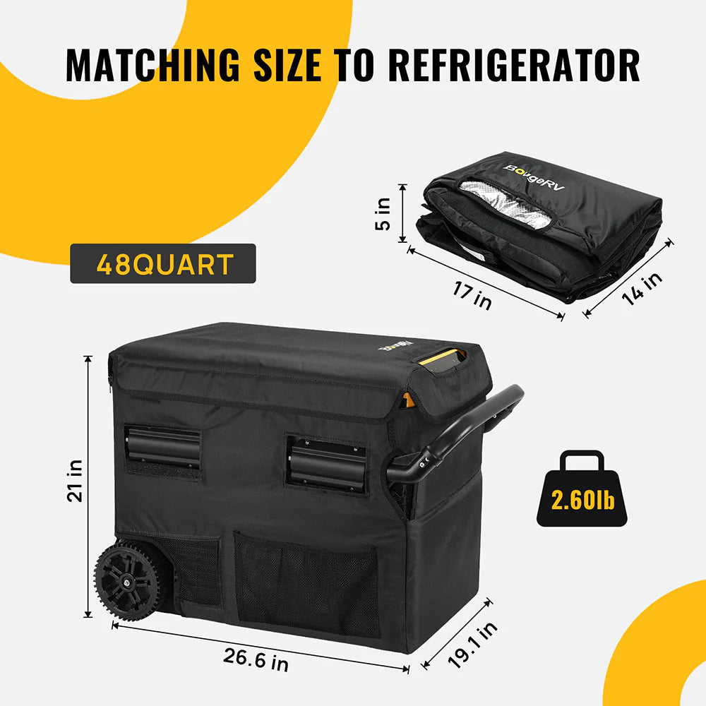 BougeRV 48 Quart Refrigerator Cover - Insulated Protective Case for Camping, RV, Travel & Outdoor Adventures - Durable Weatherproof Cooler Cover for Food Storage & Picnics