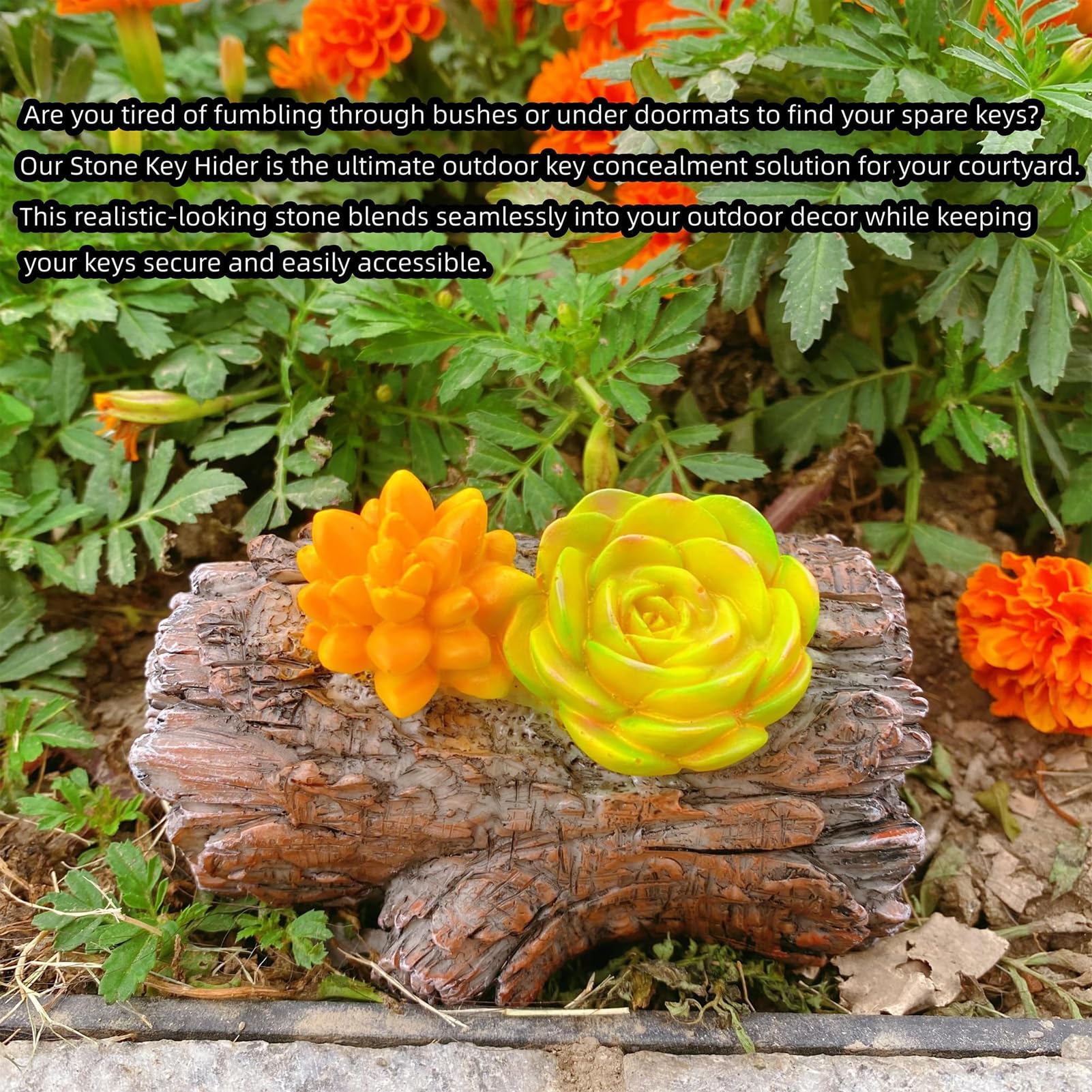 Faux Stump Key Box - Weatherproof Outdoor Key Holder with Hidden Compartment | Perfect for Garden, Yard & Home Security (Hide Spare Keys Safely)