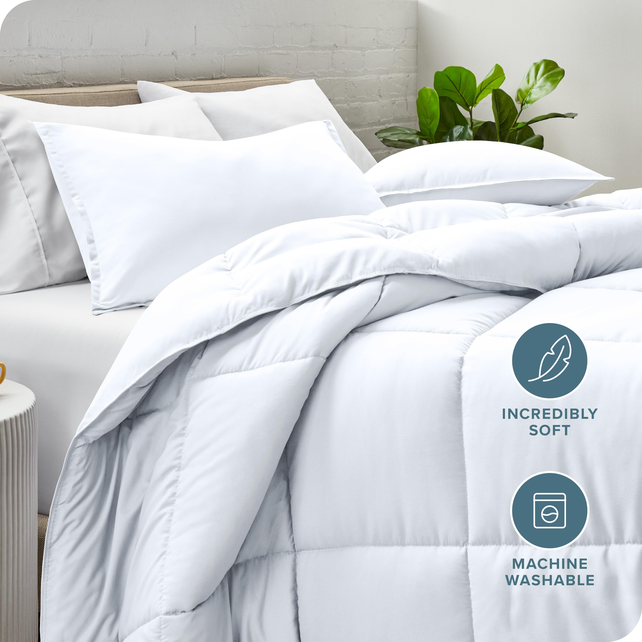 Bare Home Oversized Queen Comforter Set - Ultra-Soft Goose Down Alternative - Premium 1800 Series All Season Bedding - White Luxury Bedding for Master Bedroom & Guest Room Comfort