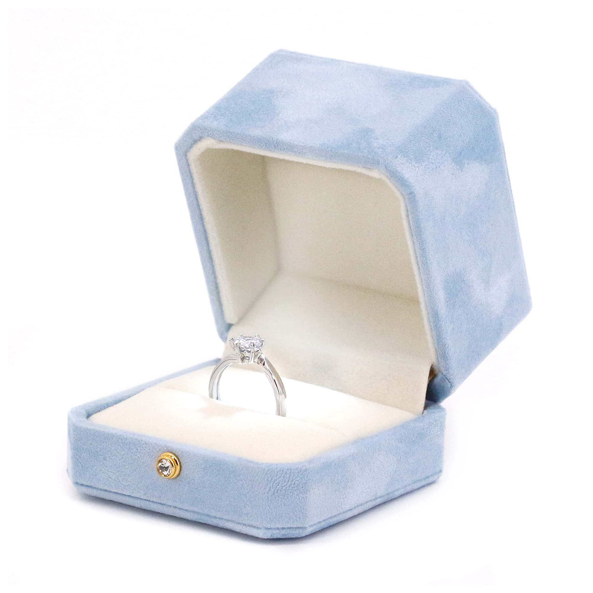 Naimo Square Velvet LED Jewelry Box - Premium Ring Display Holder with Light for Engagement, Wedding, Proposal - Perfect for Earring & Coin Storage - Elegant Gift Box for Special Occasions