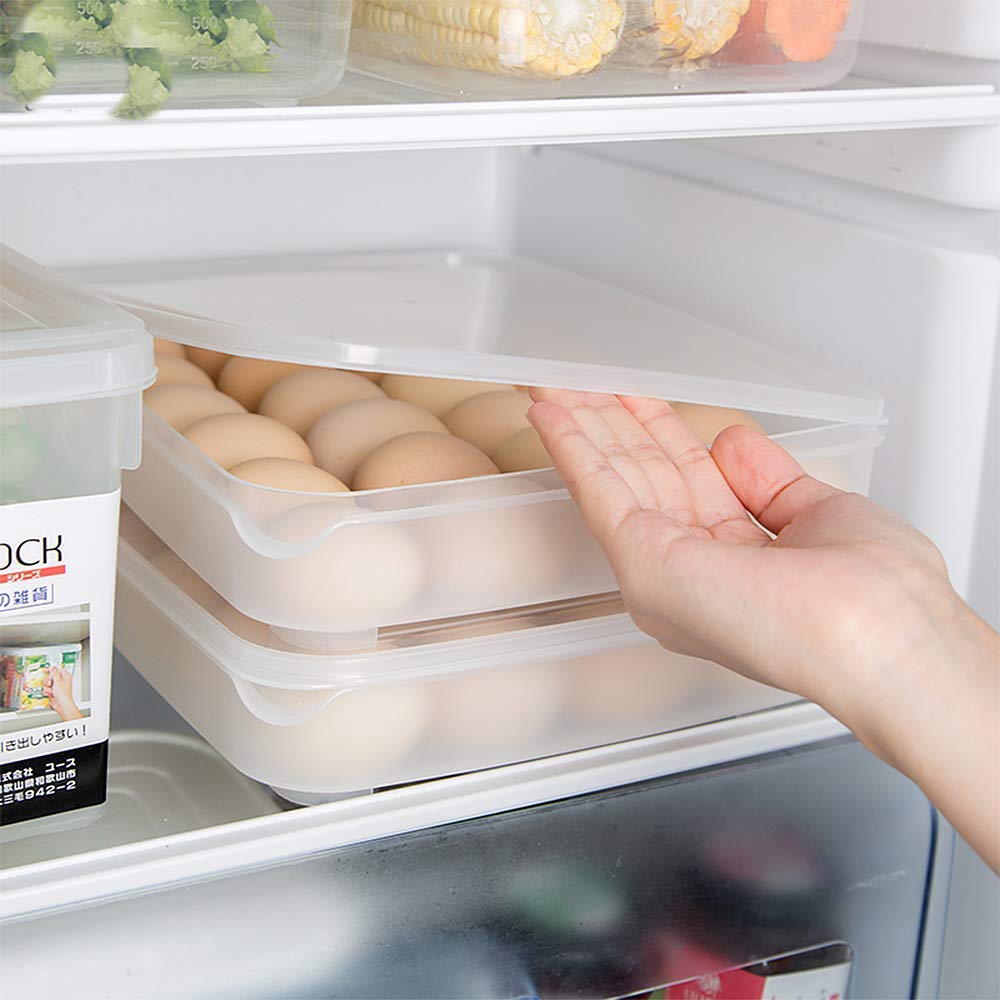 INKULTURE Clear Plastic 24 Egg Storage Container with Lid - Stackable Refrigerator Egg Organizer for Fresh Eggs - Perfect for Kitchen, Farm, or Grocery Store Use