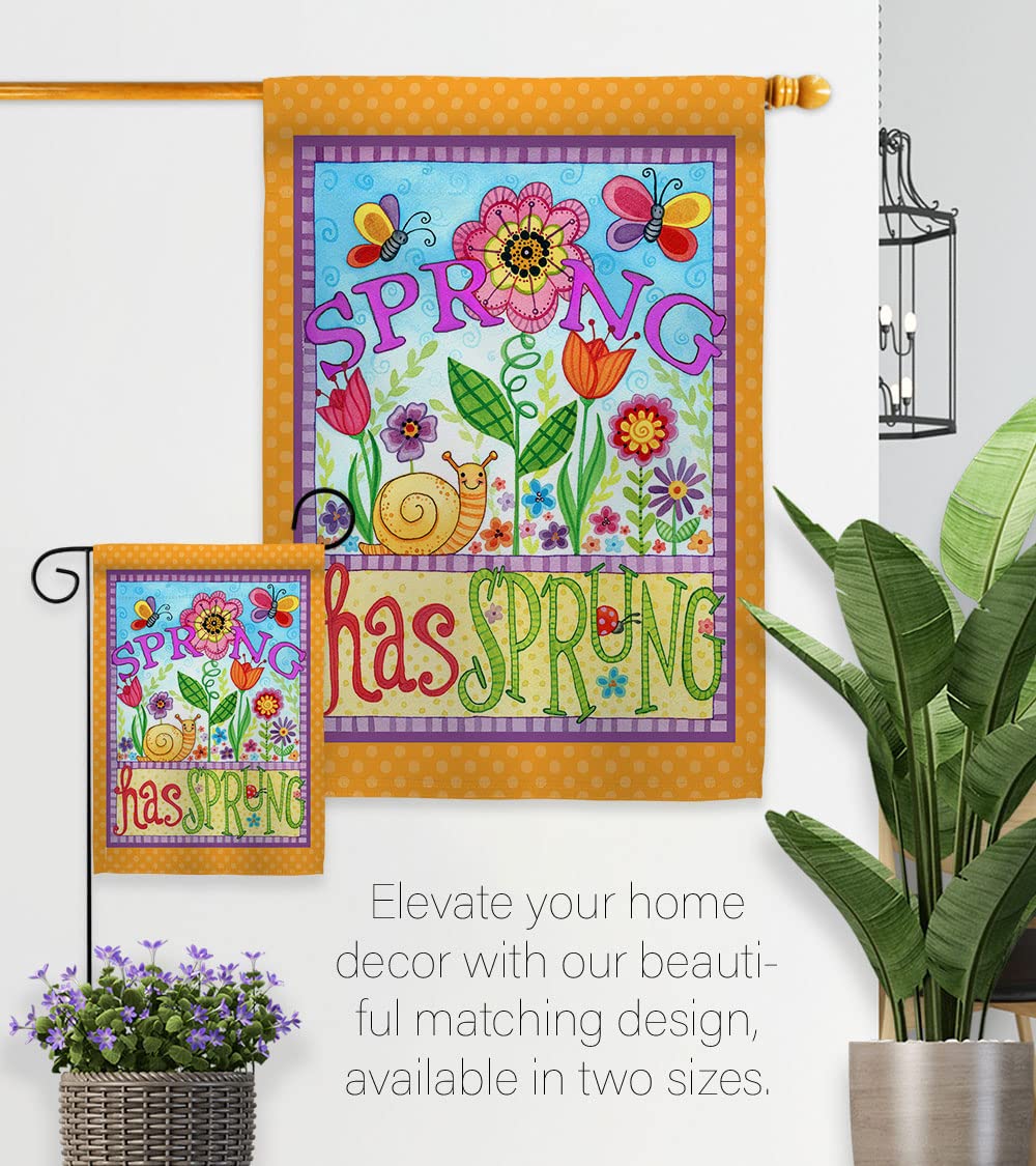 Spring Floral Bugs House Flag Set 28x40 with Pole - Outdoor Garden Decor