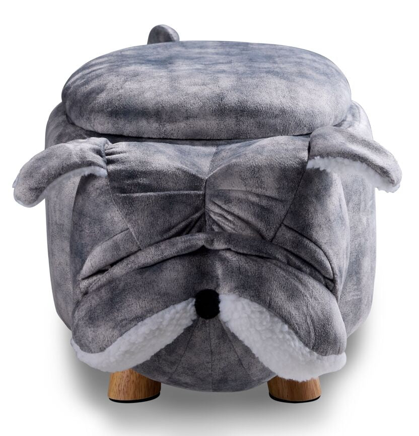 Bulldog Storage Ottoman Grey - Multi-Functional Footrest, Seat & Storage Bench for Living Room, Bedroom & Office