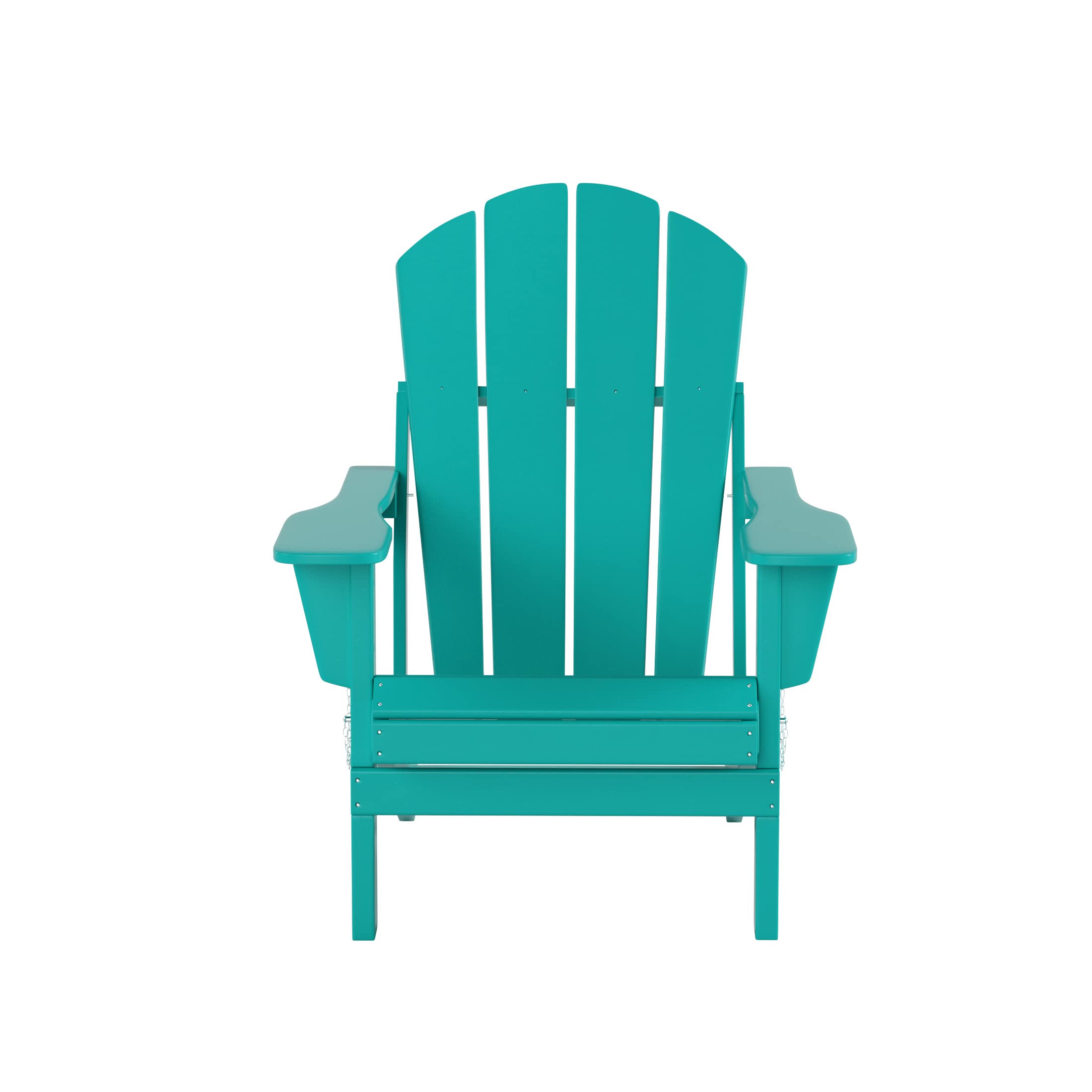 WO Home Furniture 2-Piece Adirondack Chair Set with Side Table - Outdoor Folding Chairs Weatherproof & UV Resistant for Patio, Garden, Camping, Beach, Backyard (Turquoise) - Perfect for Relaxing, Sunbathing and Outdoor Gatherings
