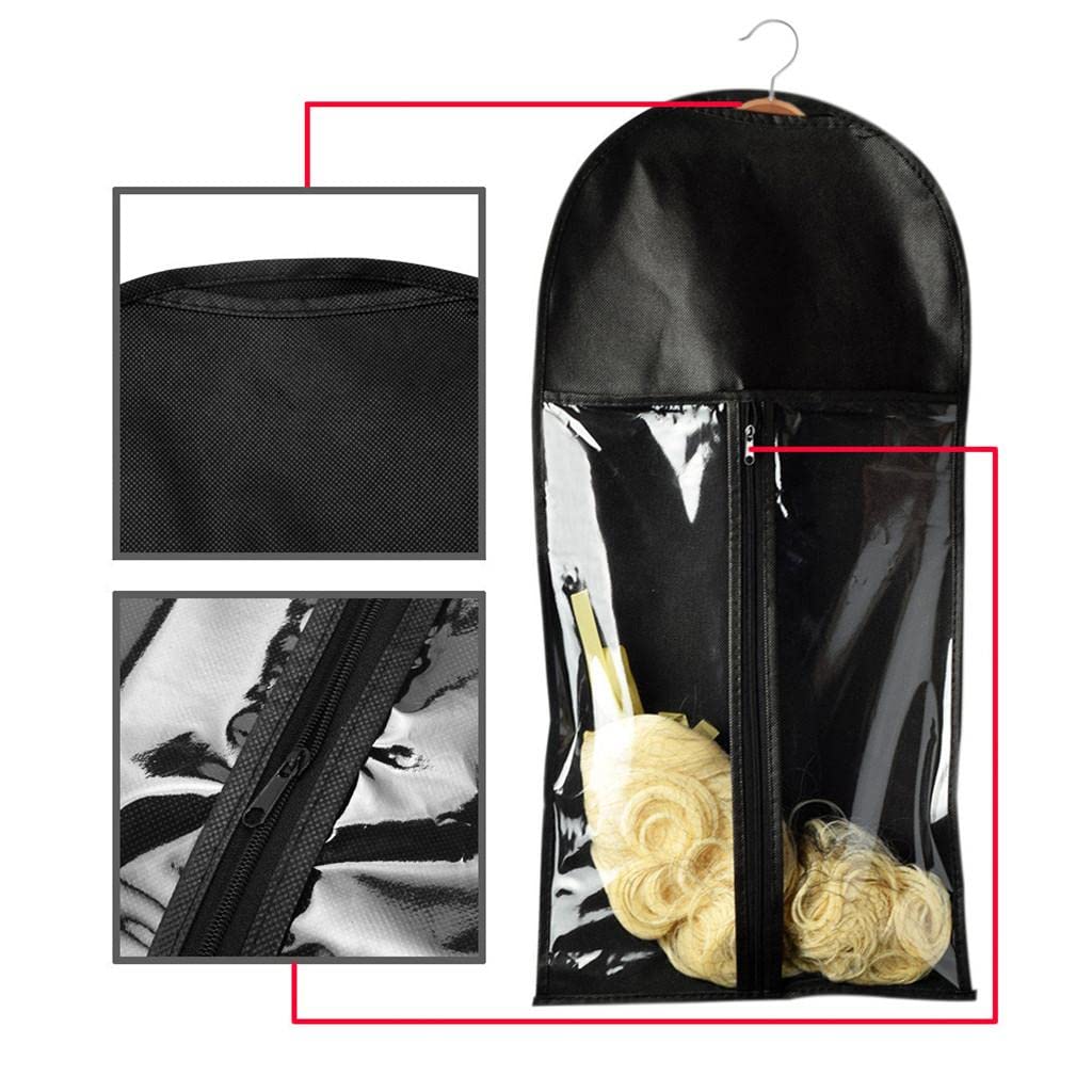 10-Piece Portable Dustproof Hair Extension Wig Stand Storage Case with Hanger - Carrier Bag Holder & Protector Pouch for Salon, Travel & Home Organization
