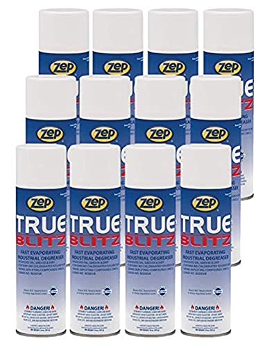 Zep True Blitz Industrial Degreaser Aerosol Spray - 14 oz (Pack of 12) - Fast Evaporating Heavy Duty Cleaner for Oil, Grease & Dirt Removal - Ideal for Industrial Equipment, Machinery, Automotive Parts & Workshop Tools