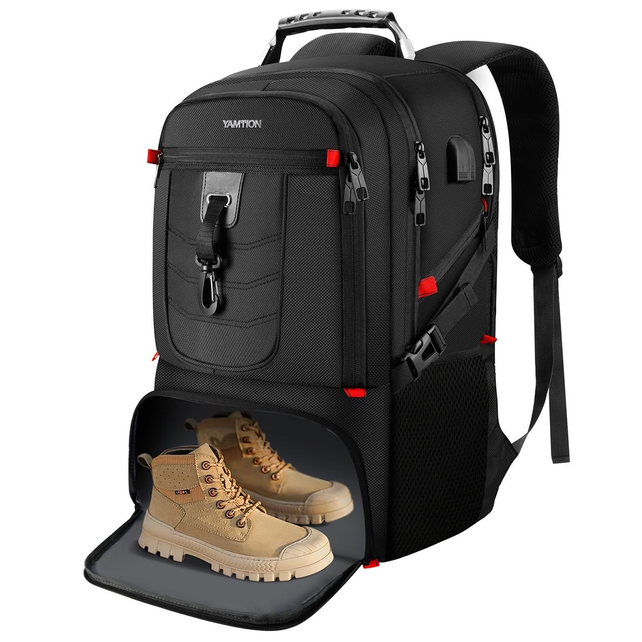 18.4 Inch Large Laptop Backpack for Men & Women - Waterproof Travel Backpack with Shoe Compartment, PC Sleeve - Perfect for Gym, Hiking, Business, College & School - Carry On Bookbag for Daily Commute & Outdoor Activities (Black)
