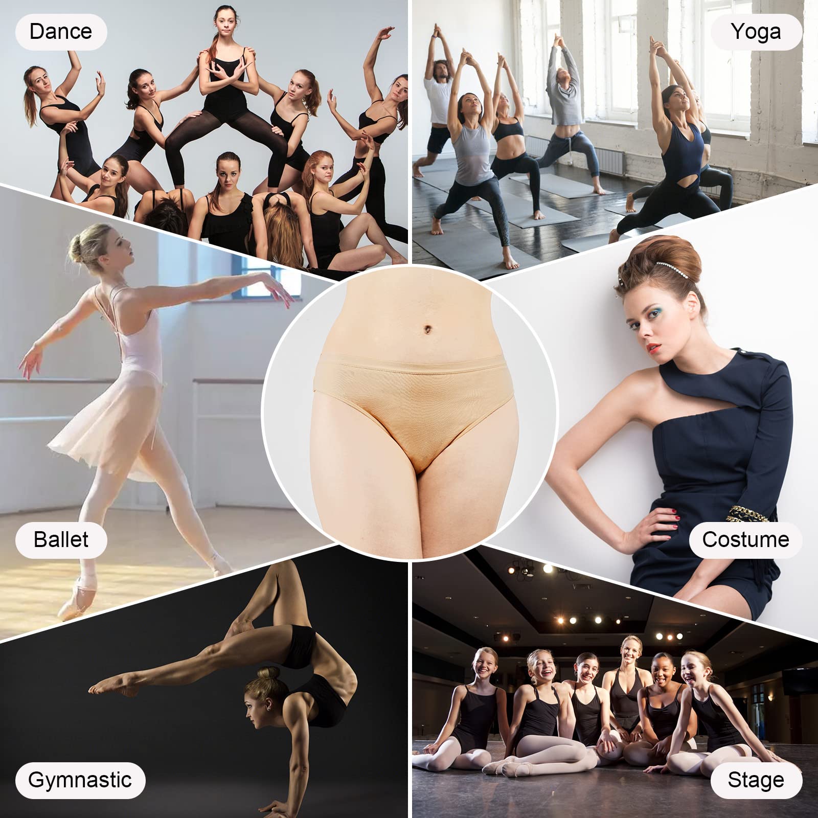 3 Packs High Cut Ballet Dance Underwear - Seamless Tan Gymnastic Briefs for Women & Girls - Perfect for Ballet, Yoga, Gymnastics & Dance Practice