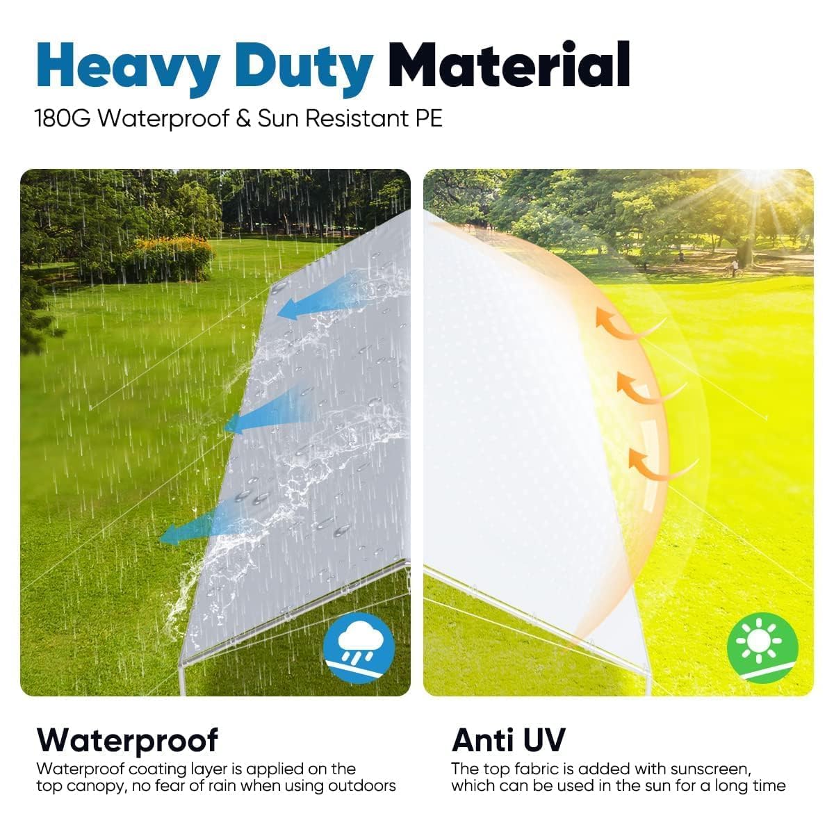 Quictent 10x20 ft Heavy Duty Car Canopy with Galvanized Steel Frame - Waterproof Outdoor Party Tent, Boat Shelter & Vehicle Cover with 3 Reinforced Steel Cables (Gainsboro) - Perfect for Backyard Events, Camping & RV Protection