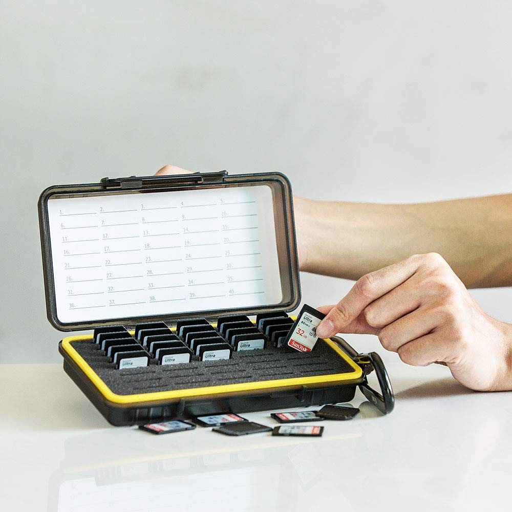 Waterproof 40-Slot Memory Card Holder for SD, SDHC, SDXC, NS (Nintendo Switch), PSV (PS Vita) - Compact Storage Case for Cameras, Gaming Consoles & Electronic Devices