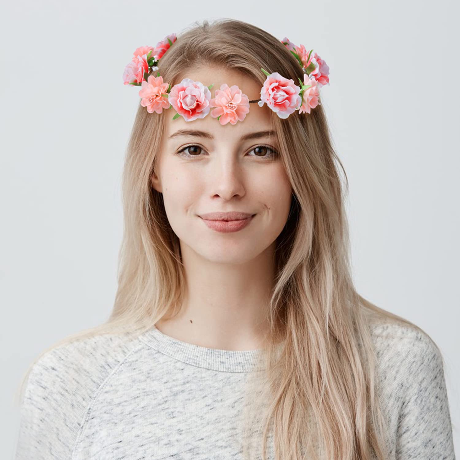 8 Pack Handmade Adjustable Sunflower Rose Flower Wreath Headbands - Bohemian Crown Garland for Women, Brides, Bridesmaids, Teens - Perfect for Weddings, Parties, Festivals & Photo Shoots