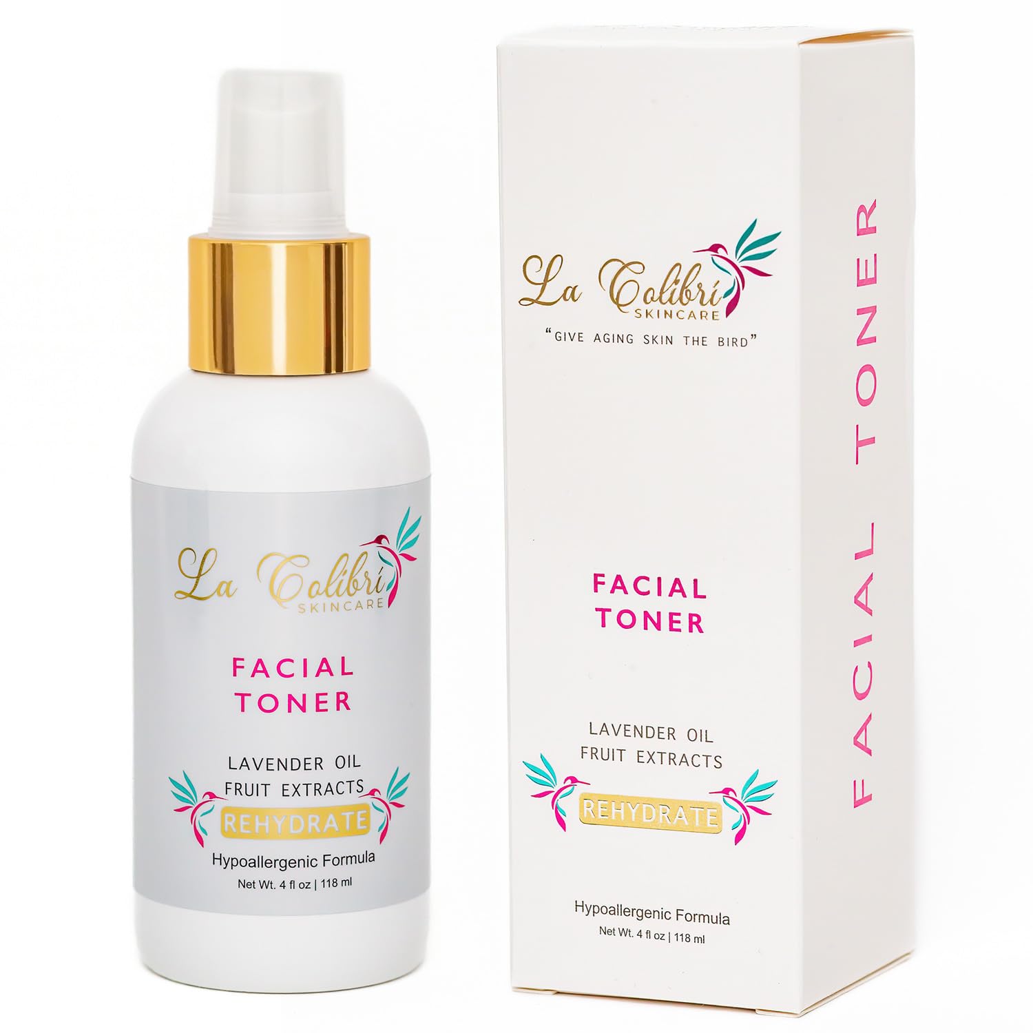 Rehydrating Facial Toner for Women - Hypoallergenic Vegan Pore Minimizer with Witch Hazel & Hyaluronic Acid - Acne-Prone Skin Care, Lavender Hydration - 4 Oz | Daily Skincare Routine for Glowing Complexion