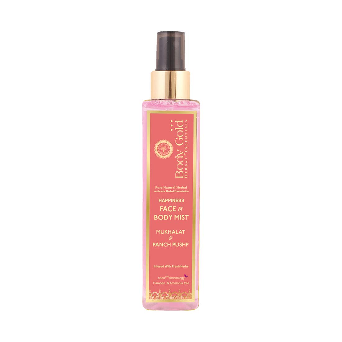 Body Gold Face & Body Mist - Mukhalat & Panch Pushp Infused with Fresh Herbs | Paraben & Sulfate Free | 200ml | Hydrating & Refreshing for Daily Use & Special Occasions