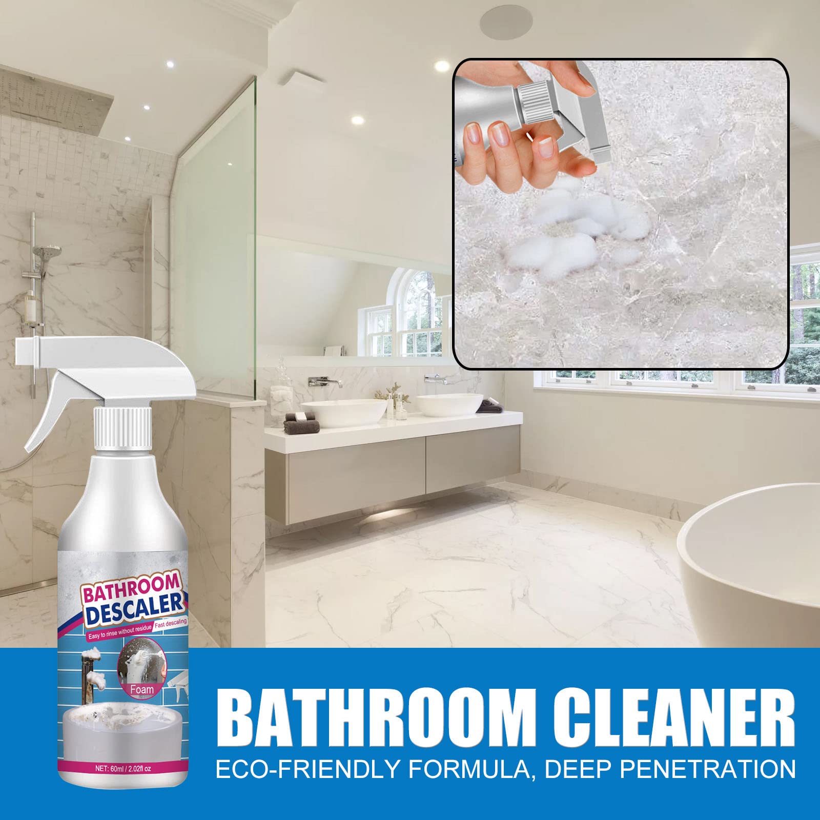 NNBWLMAEE Stubborn Stains Cleaner - Powerful Bathroom & Shower Foam Spray | All-Purpose Bubble Cleaner for Kitchen, Tile & Household Surfaces | Deep Cleaning Solution for Tough Grime & Soap Scum (2-Pack)
