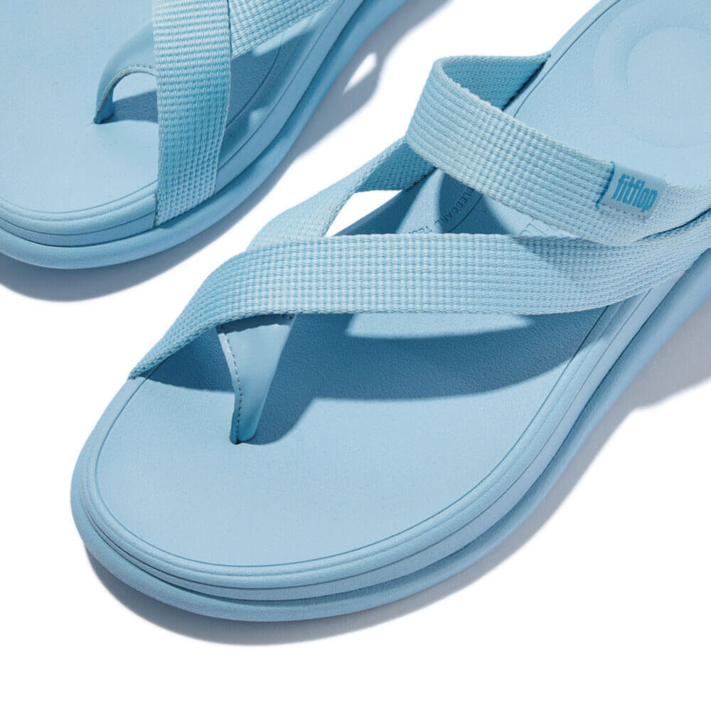 F Mode Go Webbing Flatform Sling Sandals - Bondi Blue | Comfortable Summer Beach Shoes for Women | Perfect for Poolside, Vacation & Casual Outings