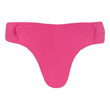 Brazilian High-Waisted Bikini Bottom - Pink Solid Swimwear for Women, Perfect for Beach Vacations, Pool Parties & Summer Getaways
