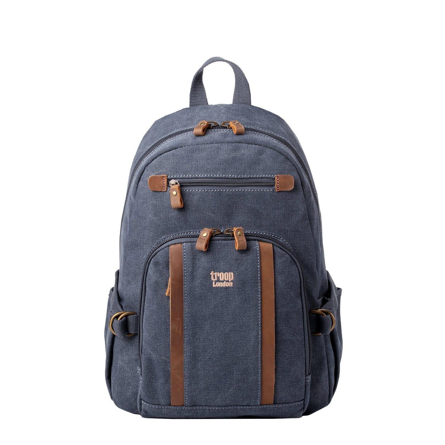 TRP0256 Troop London Classic Canvas Backpack - Medium Size Durable School & Travel Backpack for Men & Women - Perfect for College, Commuting & Outdoor Adventures