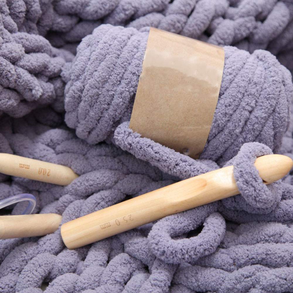 2-Pack Chunky Knit Chenille Yarn - Bulky DIY Yarn (Wine Red) for Arm Knitting, Giant Blankets, Mats & Hats - 250g/8oz per Skein - Perfect for Cozy Winter Crafts & Home Decor Projects