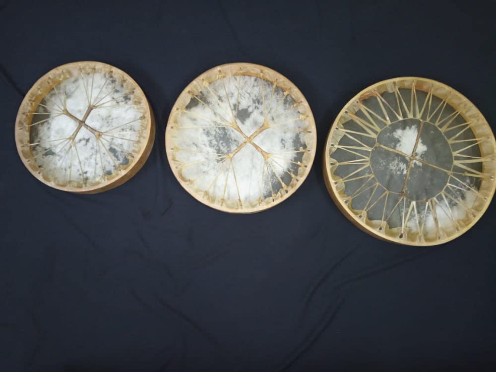 16 Inch Handmade Native American Style Shaman Drum with Buffalo Skin - Authentic Round Frame Drum for Meditation, Rituals & Spiritual Healing