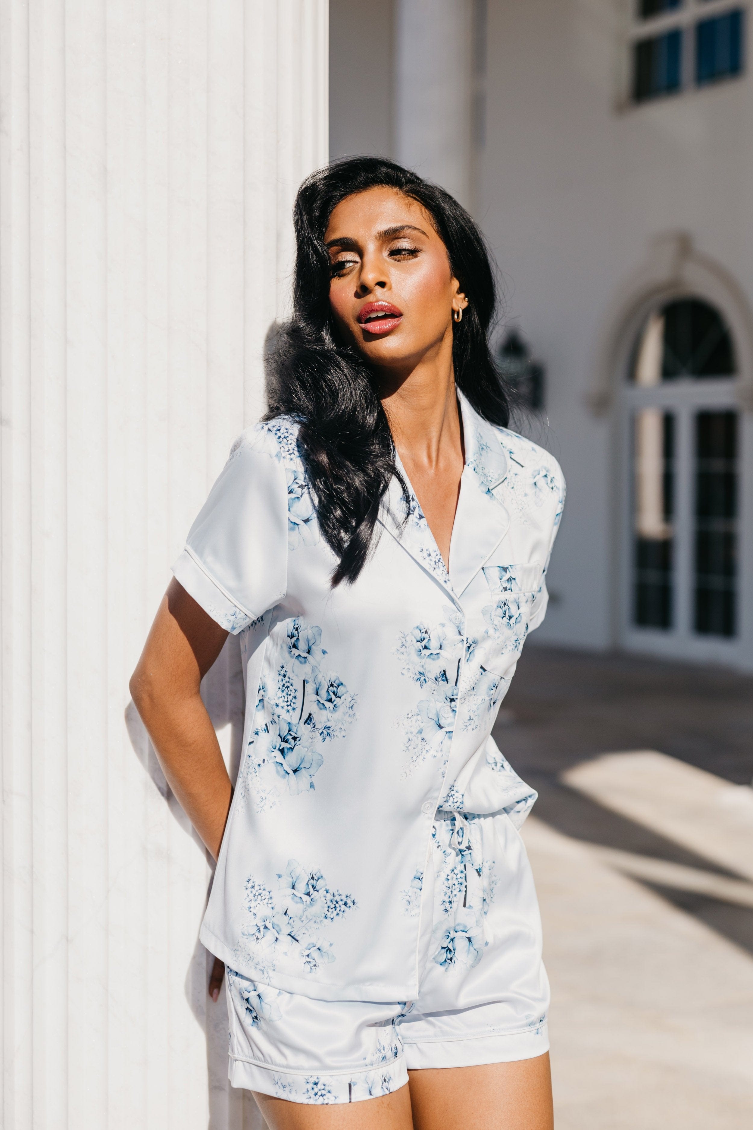 Mileva Blue Floral Printed Pajama Set for Women - Soft & Comfortable Sleepwear - Perfect for Lounging, Travel & Gift Giving