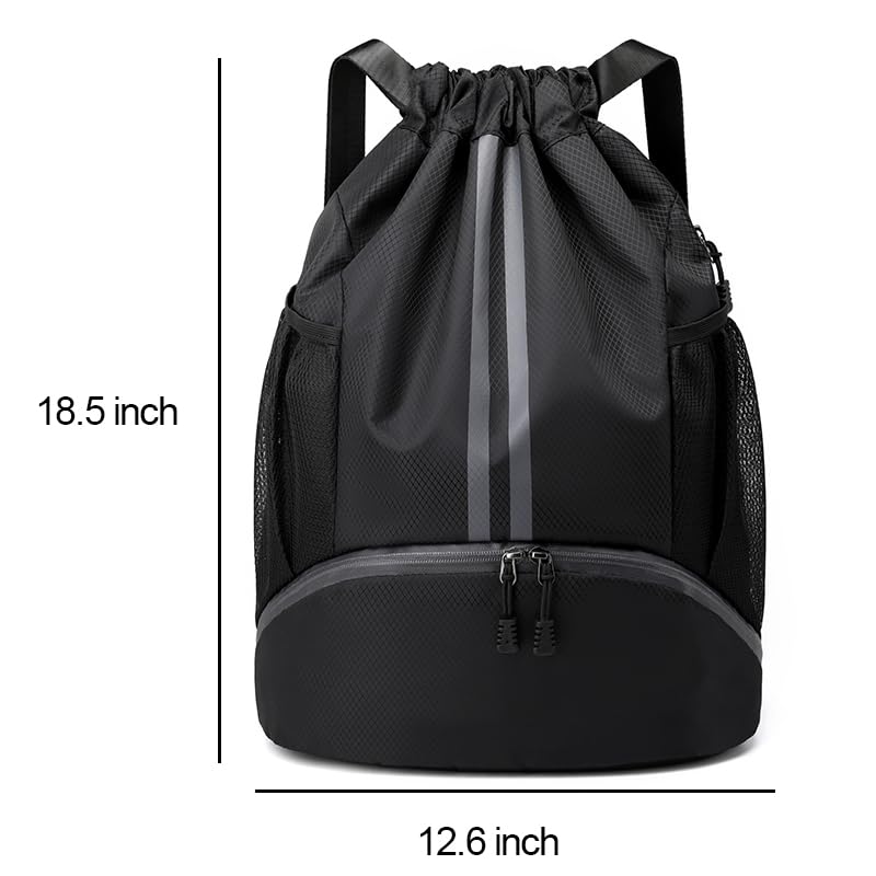 Waterproof Drawstring Gym Bag for Men & Women - Lightweight Sports Backpack with Shoe Compartment for Swimming, Gym, Travel (Green) - Perfect for Workouts, Beach Trips & Outdoor Activities