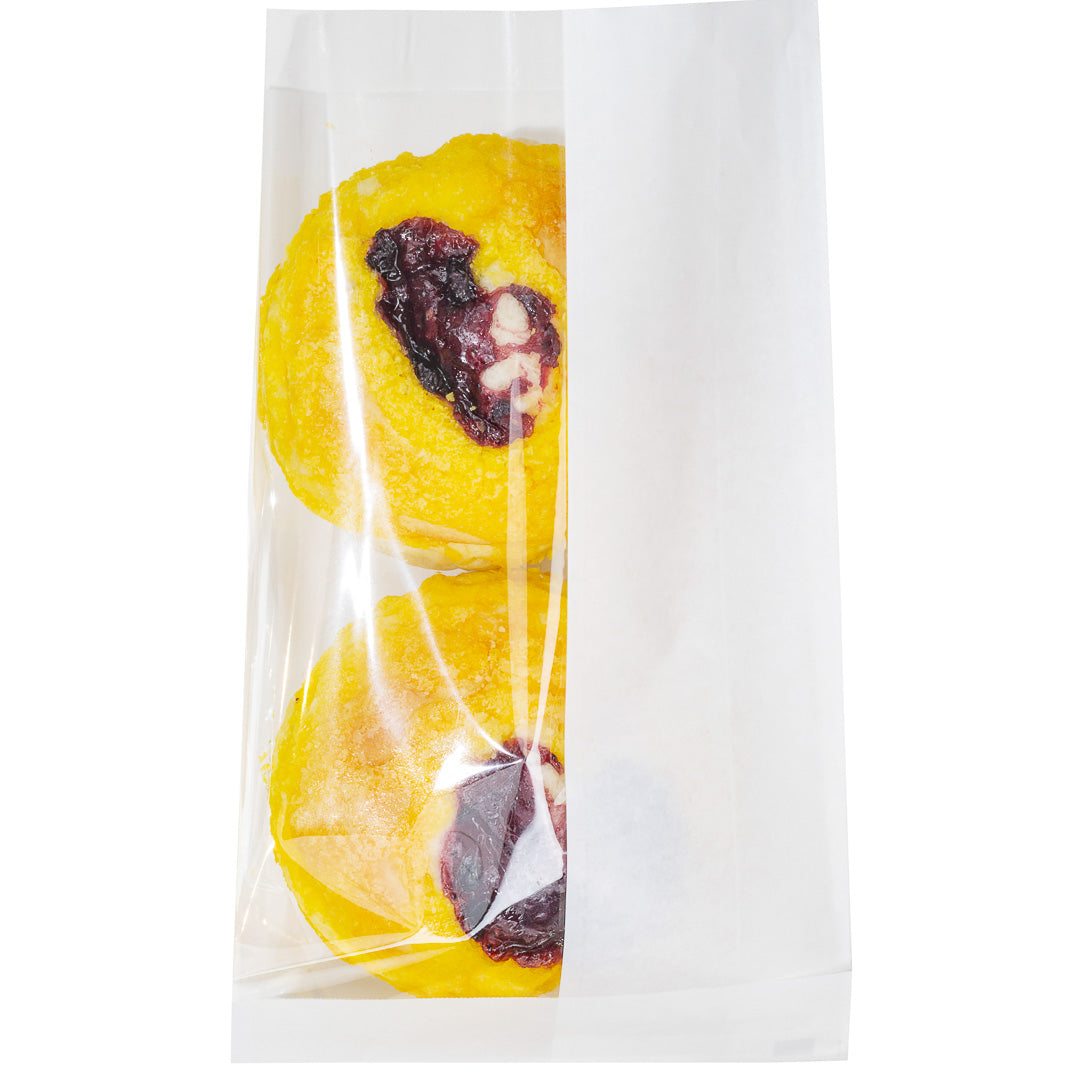 White Paper Medium Bread Bags with Side Window - 6 x 2.5 x 10 Inches - 100 Count Box - Perfect for Bakeries, Cafes & Sandwich Shops