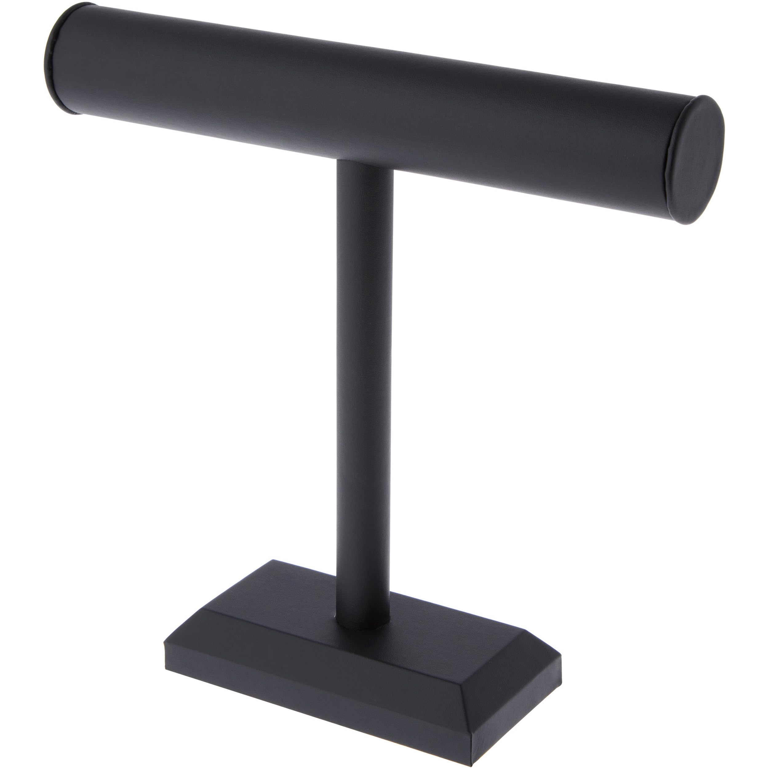 Plymor Black Faux Leather T-Bar Necklace Display Stand - 12