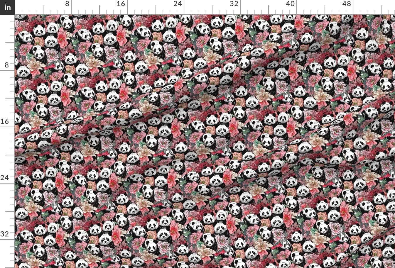 Panda Kawaii Flower Illustration Pink Animal Printed Minky Fabric by The Yard - Soft Flannel Material for Sewing Baby Blankets, Quilt Backing & Plush Toys - Perfect for DIY Crafts, Nursery Decor & Gift Making