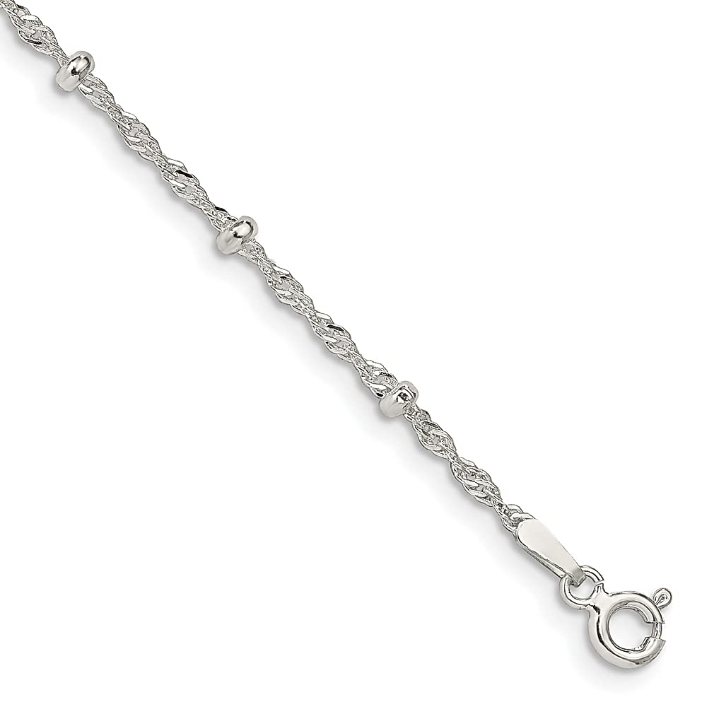 925 Sterling Silver 2.5mm Singapore Chain Anklet - Dainty Rope Ankle Bracelet for Women, Elegant Fine Jewelry Gift for Her - Perfect for Beach, Wedding & Everyday Wear