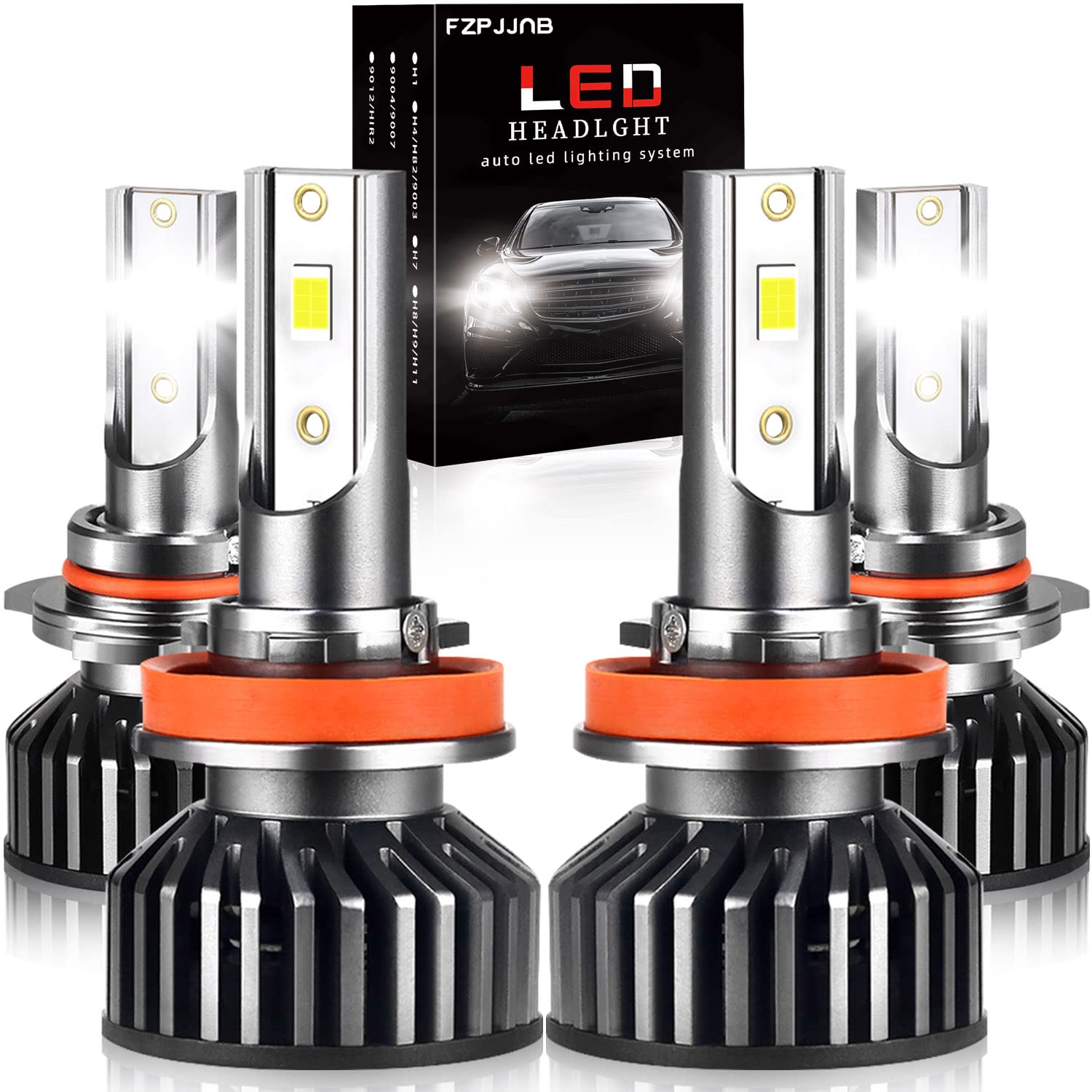 High-Performance LED Headlight Bulbs for Chevy Silverado 1500/2500/3500 HD (2007-2015) - 40000LM 9005 High Beam + H11 Low Beam with Cooling Fan, 3570 CSP Chips, Plug-N-Play Halogen Replacement, 6000K Cool White (Pack of 4) - Perfect for Night Driving, Off-Road Adventures & Enhanced Visibility