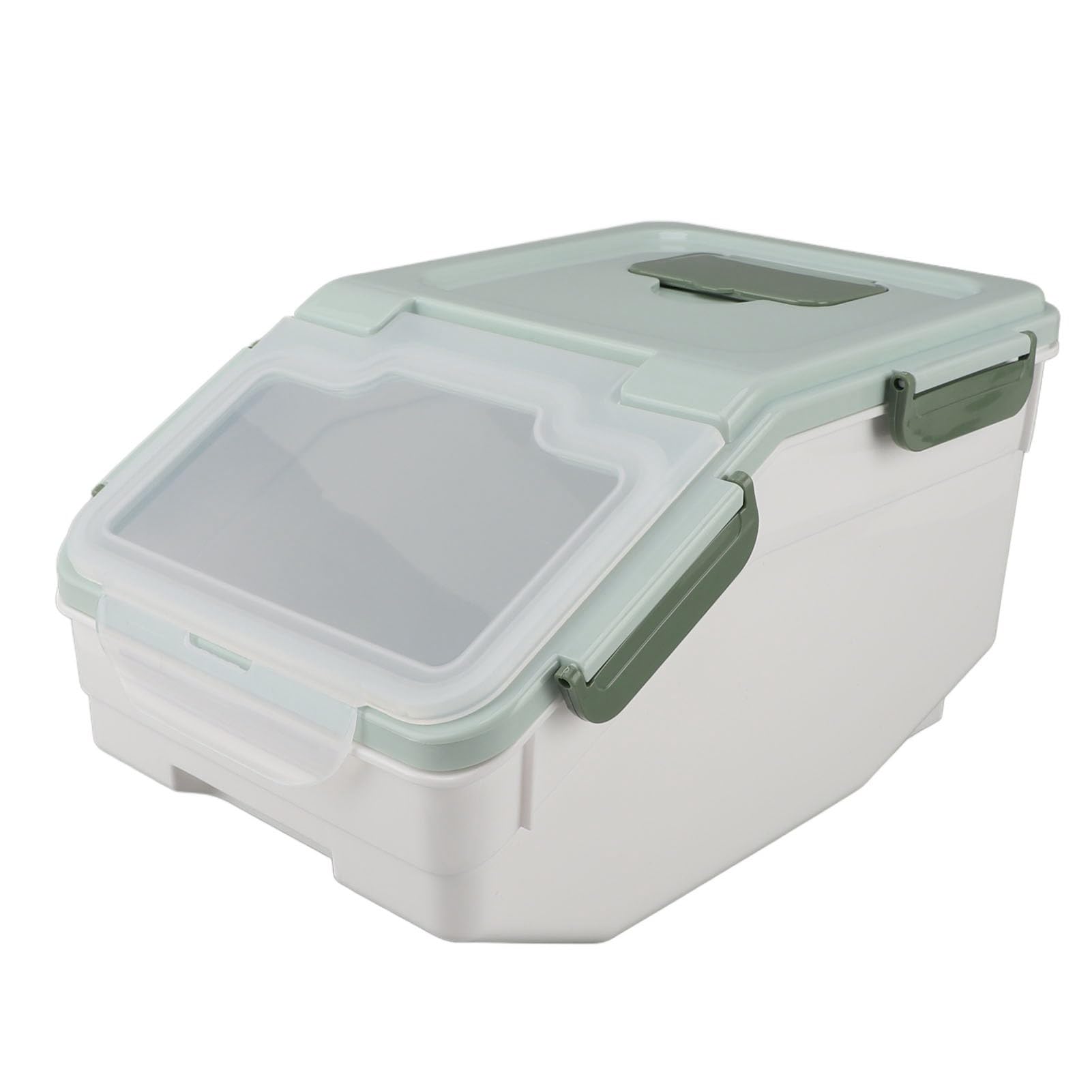 Airtight Rice Storage Container with Measuring Cup & Wheels - Large Kitchen Food Storage Bin for Rice, Grains, Pet Food, Flour - Perfect for Pantry Organization & Bulk Food Storage