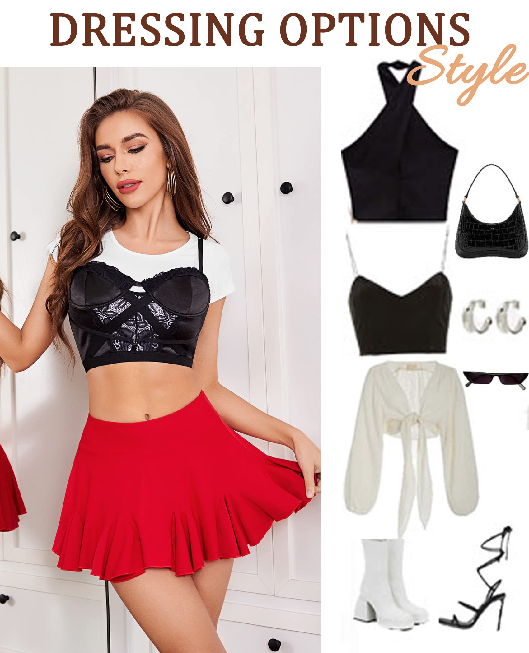 **Avidlove Women's Sexy Mini Skirt - High Waist Pleated Skater Skirt with Ruffle Trim for Night Out & Lingerie**    **优化点说明（仅示例，实际无需返回）：**   1. **品牌前置** + **核心关键词**（Mini Skirt/Women）提升搜索权重   2. **材质/设计亮点**（Pleated/Ruffle Trim）增加长尾词覆盖   3. **场景延伸**（Night Out & Lingerie）吸引目标用户点击