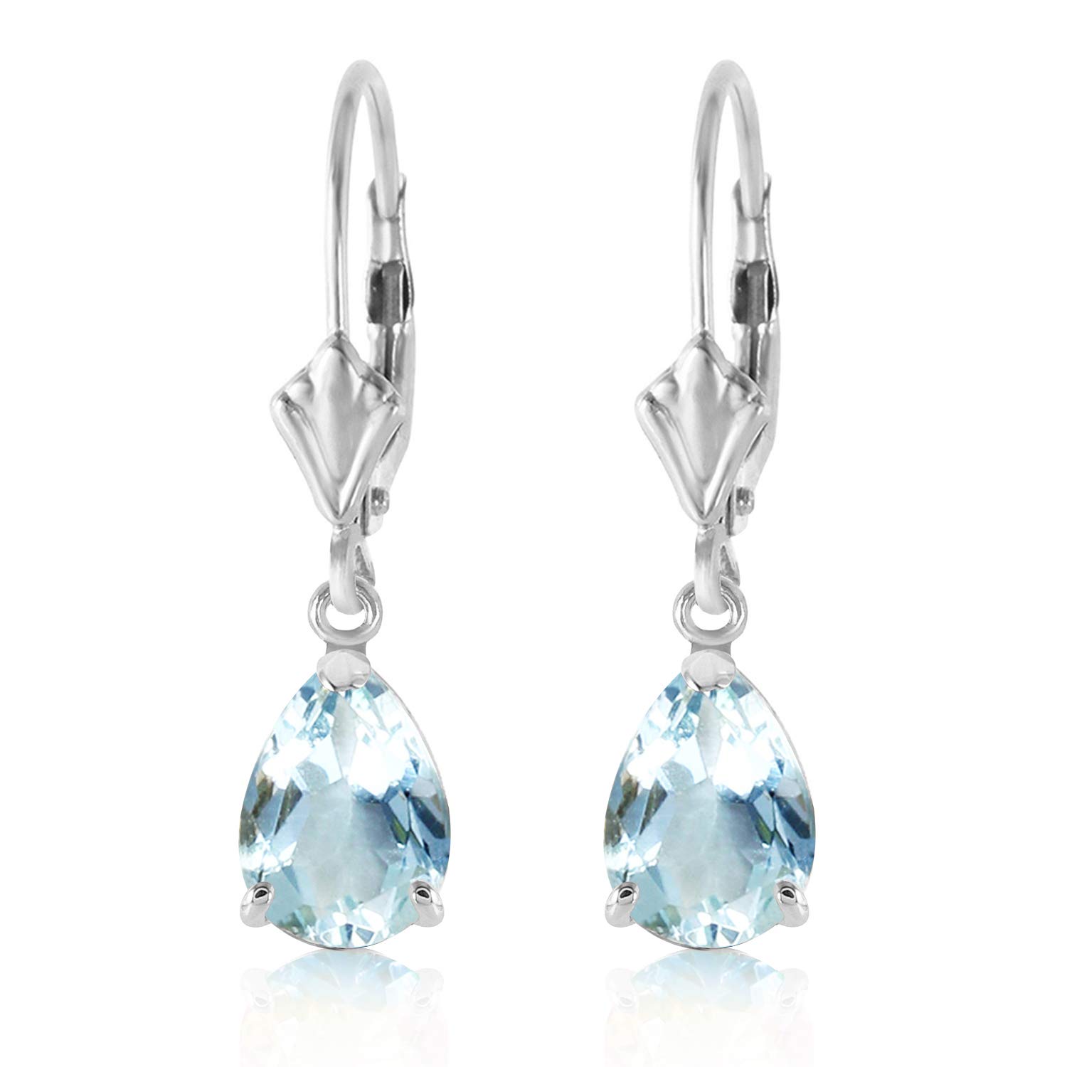 2.85 Carat 14k Solid White Gold Aquamarine Earrings for Women - Elegant Handmade Jewelry for Weddings, Parties & Special Occasions