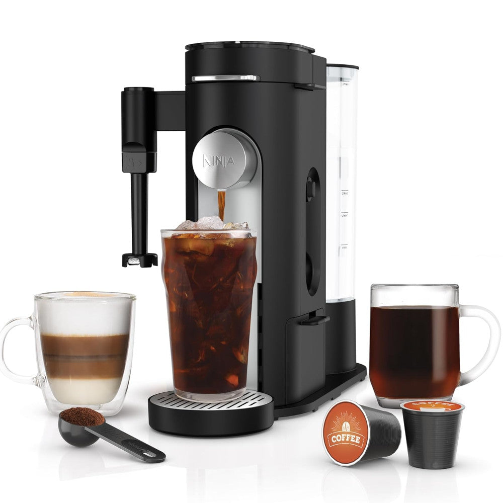Ninja PB051CCO Single Serve Coffee Maker for Pods & Grounds - Certified Refurbished with Home Essentials Warranty - Perfect for Home, Office & Dorm Use