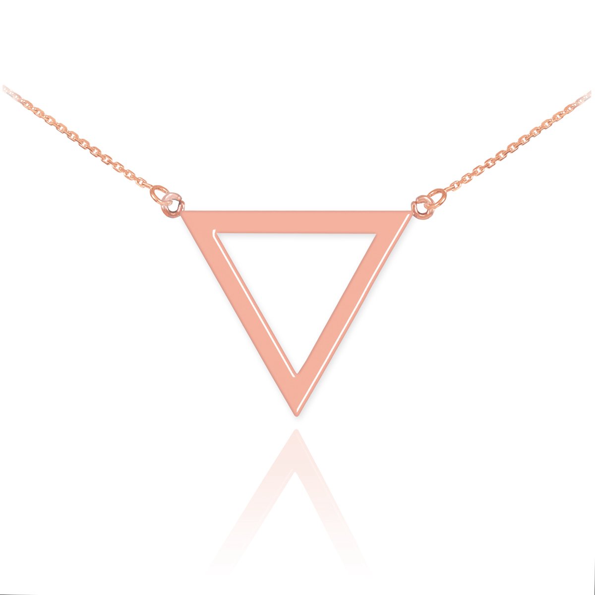 14K Rose Gold Geometric Inverted Triangle Pendant Necklace - 16