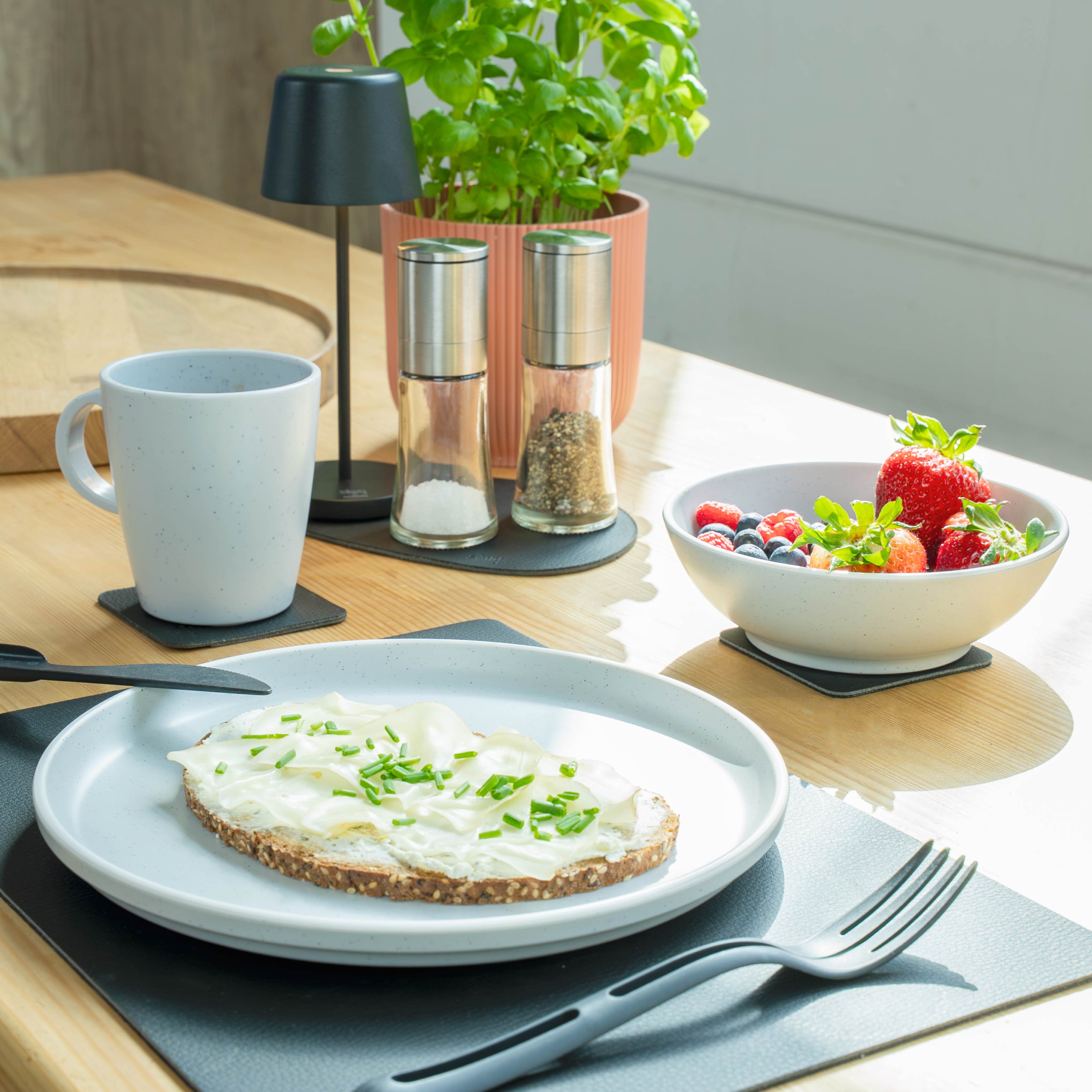 DOLOMIT WHITE Magnetic Plastic Dinnerware Set - Durable & Lightweight for Outdoor Picnics, Camping & Travel