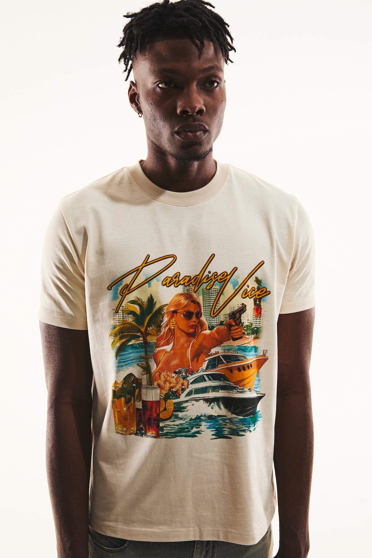 LIAM Men's Short Sleeve T-Shirt | Bone Paradise Mafia Graphic Tee | Casual Streetwear for Men | Perfect for Summer Outfits, Parties & Everyday Wear