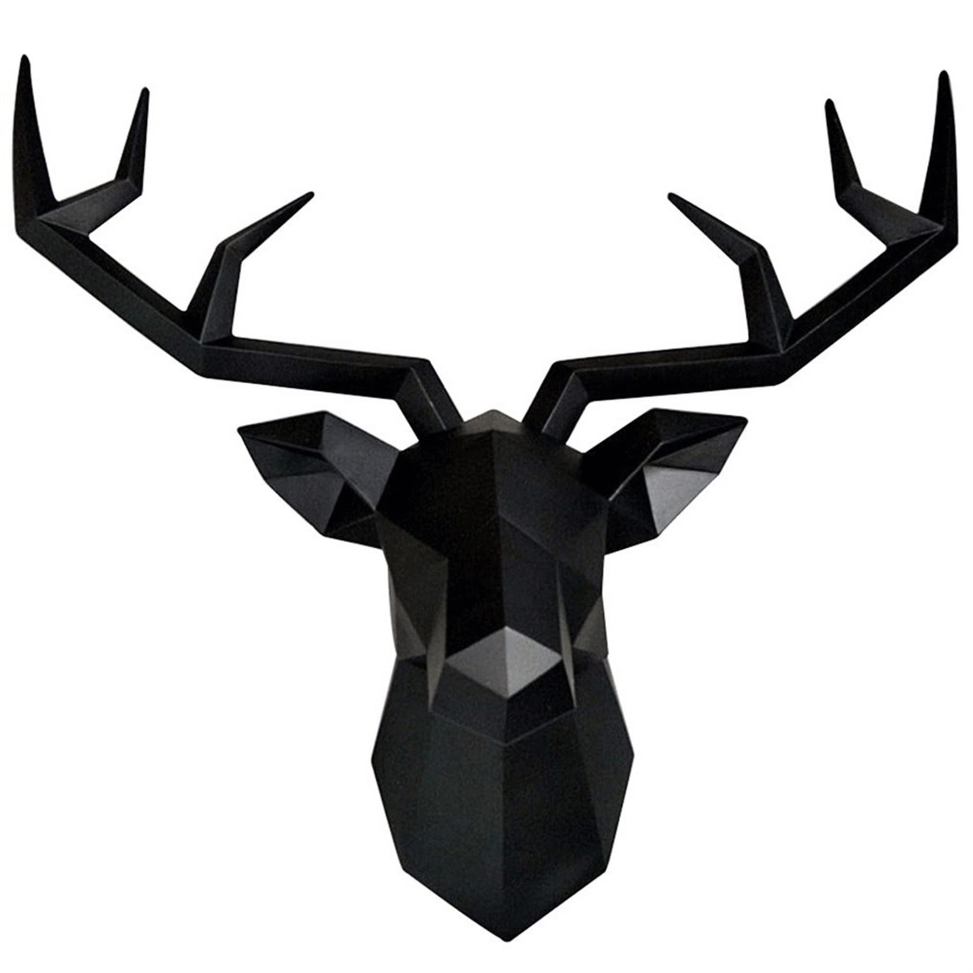 Stag Head Wall Mount - Resin Deer Head Wall Decor with Geometric Antlers for Home, Kitchen, Hallway, Bar & Hotel | Rustic Animal Trophy for Farmhouse, Cabin & Modern Interior Design