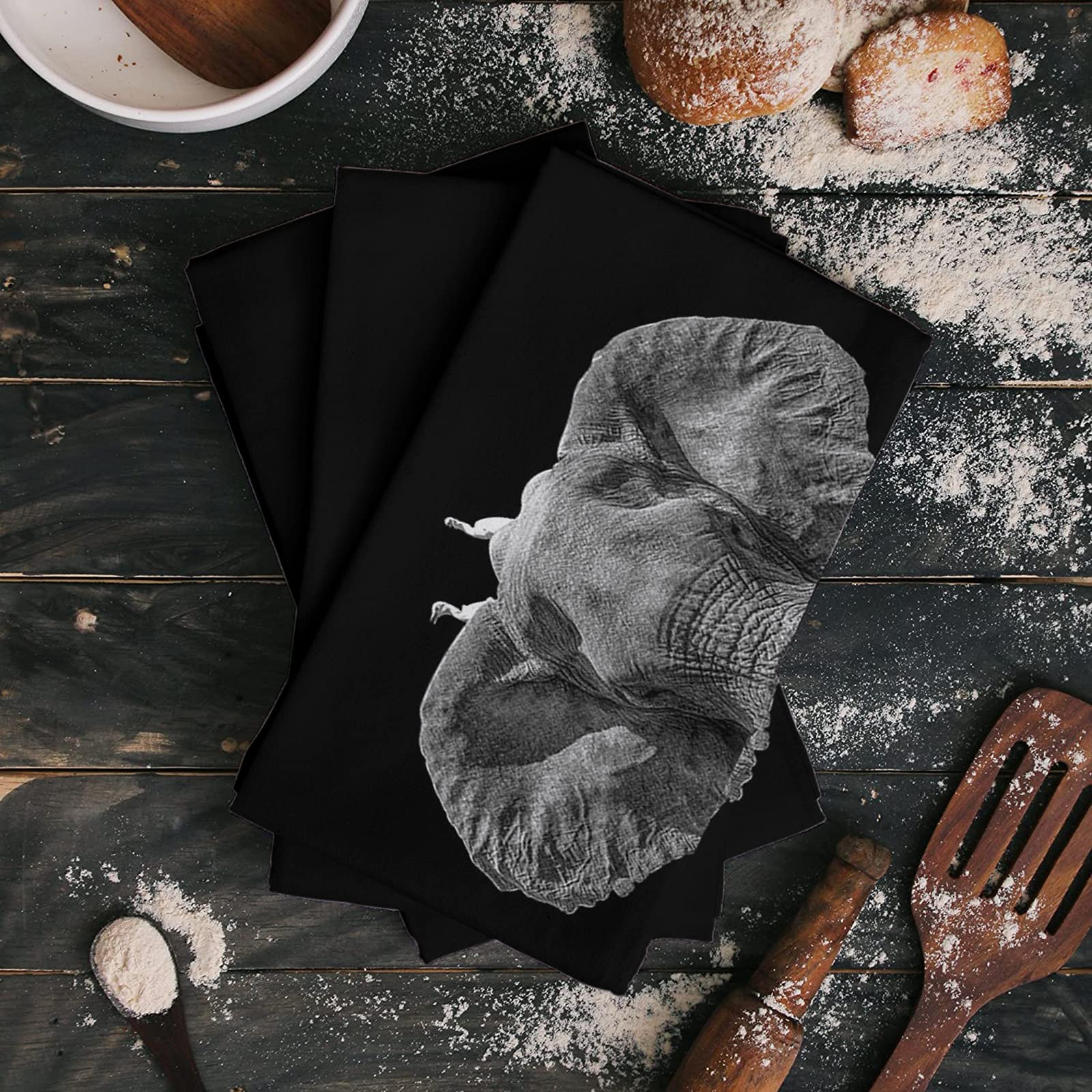 Soft Microfiber Elephant Tea Towels - Absorbent Kitchen & Bath Cloth (18x28