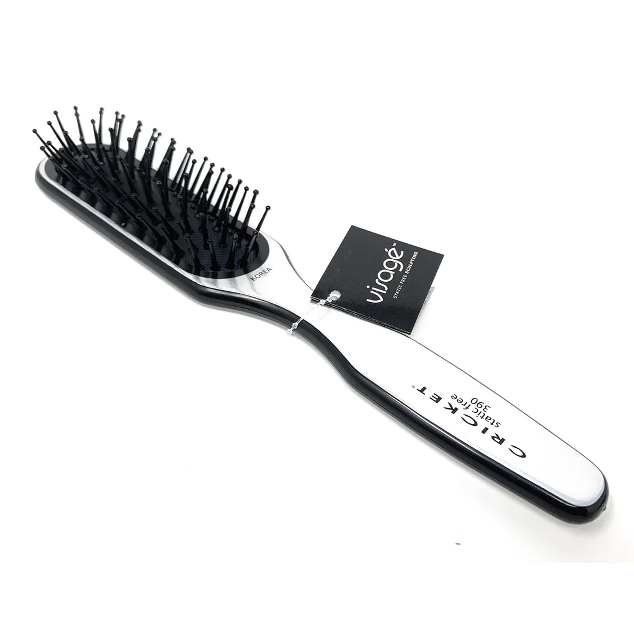 Static-Free Sculpting Cushioned Hair Brush for Men & Women - Cricket Visage #390 (Silver/Black) | Perfect for Styling, Detangling & Smoothing Hair at Home or Salon