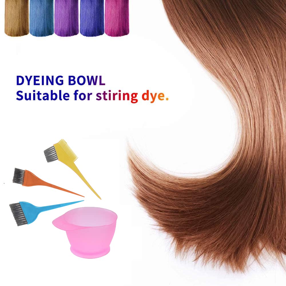 Ayushi Creations Hair Coloring Brush Bowl and Apron Set - Professional Salon Hair Dyeing Kit with ABS Plastic Bowl, Brushes & Apron - Multicolor Pack of 5 (Combo-2) - Perfect for At-Home Hair Coloring & Salon Styling