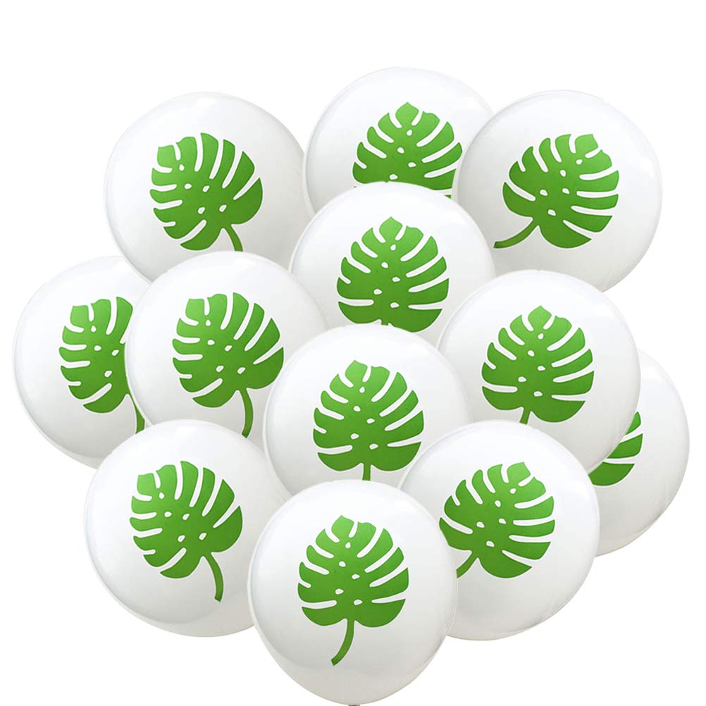 Amosfun 12-Pack 12-Inch Monstera Leaf Print Latex Balloons - Tropical Luau Party Decorations for Wedding, Birthday, Summer & Hawaiian Themed Events - Perfect for Indoor & Outdoor Celebrations