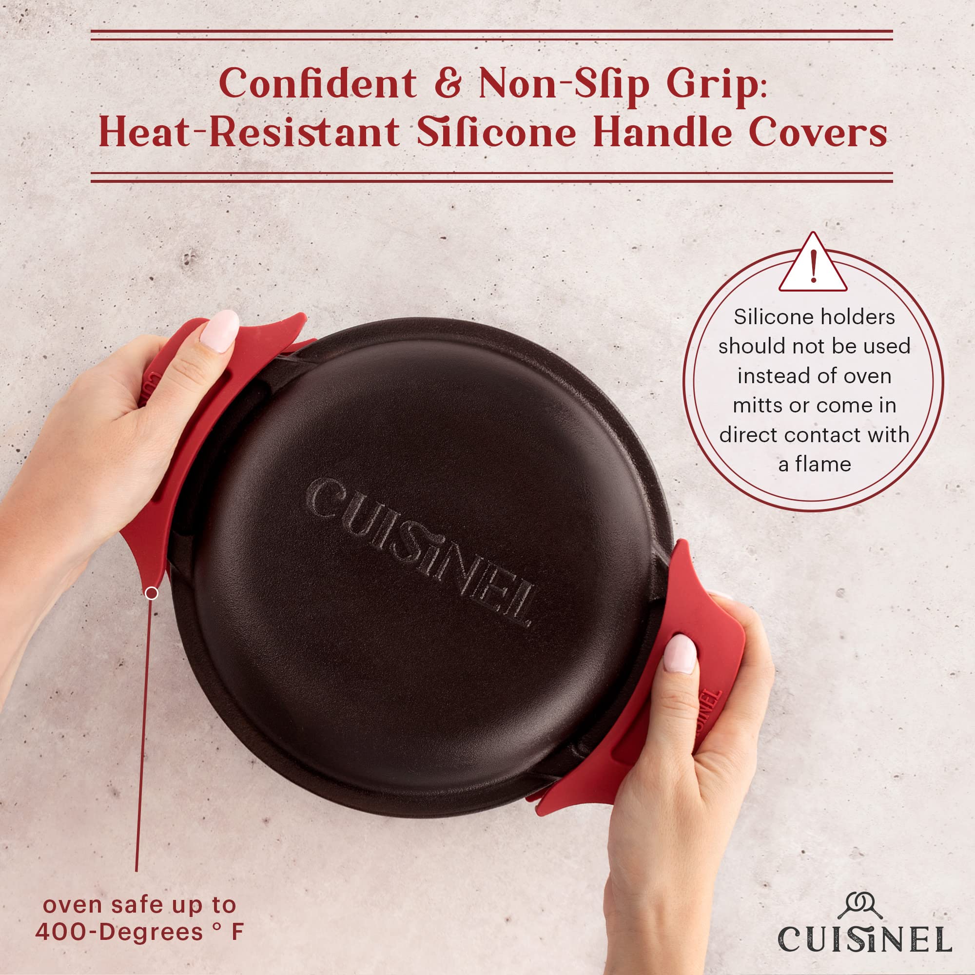 Cuisinel 3-Quart Cast Iron Dutch Oven & Skillet Combo - Pre-Seasoned 2-in-1 Multi-Cooker with 8