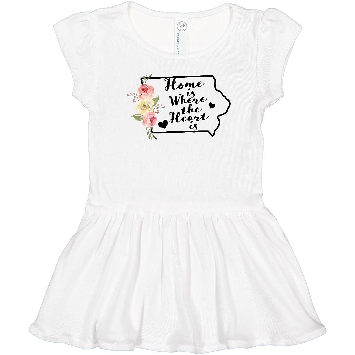 Inktastic Iowa Home is Where The Heart is Watercolor Floral Toddler Dress - Cute Outfit for Girls, Birthday Gift, Family Photos & Special Occasions